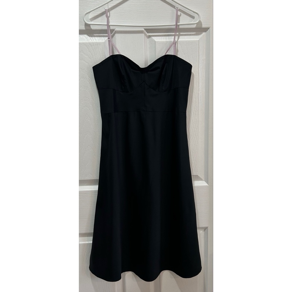Coperni Paris Black Slip Mini Dress Sweetheart Neck Lilac Straps Size 4 Designer
